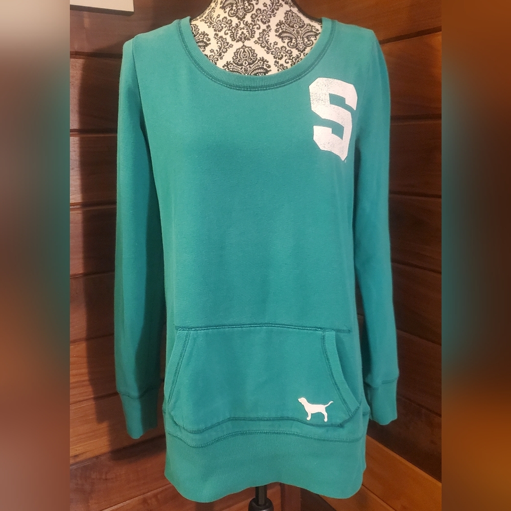 Victoria's Secret Pink Michigan State MSU Sweatshirt Spartans Large Vintage